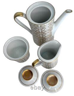 Ensemble de tasses à café GVD Bavaria Demitasse avec pot à café, sucrier et crémier en or - rare et vintage