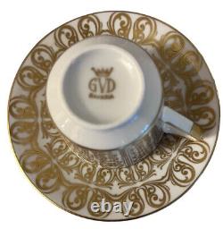Ensemble de tasses à café GVD Bavaria Demitasse avec pot à café, sucrier et crémier en or - rare et vintage