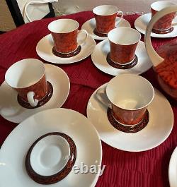 Ensemble de tasses à café et thé rétro block bidasoa flamenco noir et rouge - Espagne.