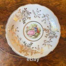 Ensemble de tasses à café/thé en porcelaine vintage japonaise avec motif de cour.