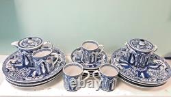 Ensemble de tasses et soucoupes en porcelaine Antique Mosa Maastricht Long Eliza néerlandais