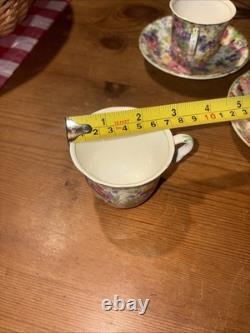 Ensemble de tasses et soucoupes vintage X13 pièces Chintz MidWinter Brama Floral Stand Café