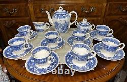 Ensemble de thé Villeroy & Boch Burgenland pour 8 personnes en porcelaine blanche et bleue, Allemagne
