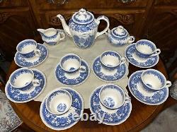 Ensemble de thé Villeroy & Boch Burgenland pour 8 personnes en porcelaine blanche et bleue, Allemagne