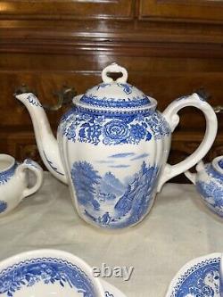 Ensemble de thé Villeroy & Boch Burgenland pour 8 personnes en porcelaine blanche et bleue, Allemagne