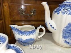 Ensemble de thé Villeroy & Boch Burgenland pour 8 personnes en porcelaine blanche et bleue, Allemagne
