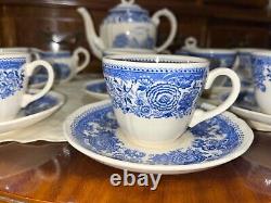 Ensemble de thé Villeroy & Boch Burgenland pour 8 personnes en porcelaine blanche et bleue, Allemagne