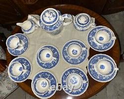 Ensemble de thé Villeroy & Boch Burgenland pour 8 personnes en porcelaine blanche et bleue, Allemagne
