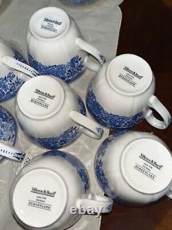Ensemble de thé Villeroy & Boch Burgenland pour 8 personnes en porcelaine blanche et bleue, Allemagne