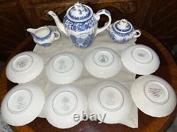 Ensemble de thé Villeroy & Boch Burgenland pour 8 personnes en porcelaine blanche et bleue, Allemagne