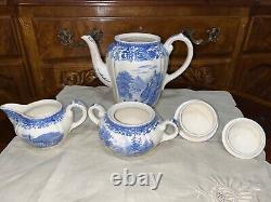 Ensemble de thé Villeroy & Boch Burgenland pour 8 personnes en porcelaine blanche et bleue, Allemagne