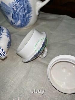 Ensemble de thé Villeroy & Boch Burgenland pour 8 personnes en porcelaine blanche et bleue, Allemagne