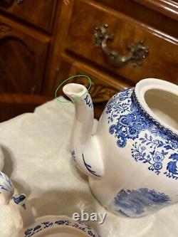 Ensemble de thé Villeroy & Boch Burgenland pour 8 personnes en porcelaine blanche et bleue, Allemagne