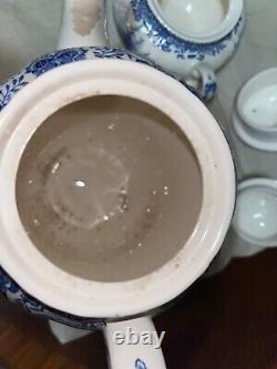 Ensemble de thé Villeroy & Boch Burgenland pour 8 personnes en porcelaine blanche et bleue, Allemagne