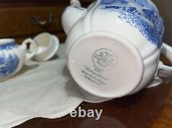 Ensemble de thé Villeroy & Boch Burgenland pour 8 personnes en porcelaine blanche et bleue, Allemagne