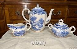 Ensemble de thé Villeroy & Boch Burgenland pour 8 personnes en porcelaine blanche et bleue, Allemagne