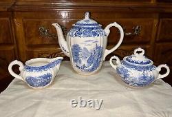 Ensemble de thé Villeroy & Boch Burgenland pour 8 personnes en porcelaine blanche et bleue, Allemagne