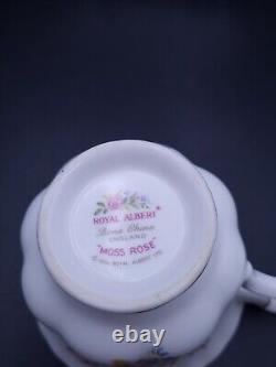Ensemble de thé Vintage Royal Albert Moss Rose avec théière pour 6 personnes - 1ère qualité
