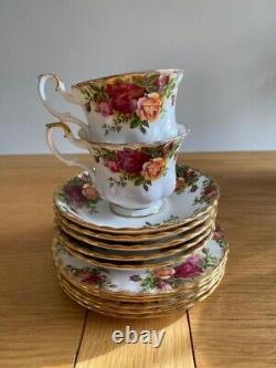 Ensemble de thé/café Royal Albert en porcelaine fine 23 pièces vintage 1962 'Old Country Roses'