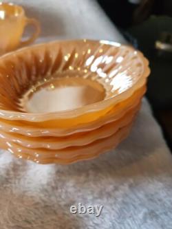 Ensemble de thé/café Vintage Anchor Hocking Fire King Lustre Pêche / 25 pièces