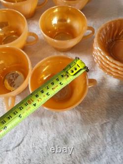 Ensemble de thé/café Vintage Anchor Hocking Fire King Lustre Pêche / 25 pièces