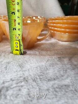 Ensemble de thé/café Vintage Anchor Hocking Fire King Lustre Pêche / 25 pièces