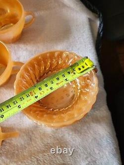 Ensemble de thé/café Vintage Anchor Hocking Fire King Lustre Pêche / 25 pièces