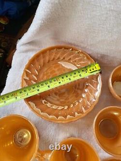 Ensemble de thé/café Vintage Anchor Hocking Fire King Lustre Pêche / 25 pièces