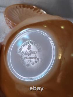 Ensemble de thé/café Vintage Anchor Hocking Fire King Lustre Pêche / 25 pièces