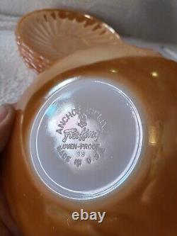 Ensemble de thé/café Vintage Anchor Hocking Fire King Lustre Pêche / 25 pièces