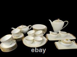 Ensemble de thé / café de 40 pièces Eschenbach Bavière Allemagne blanc avec un bord doré