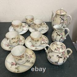 Ensemble de thé/café en coquille d'œuf japonais Mikori Birds vintage