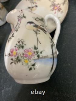 Ensemble de thé/café en coquille d'œuf japonais Mikori Birds vintage