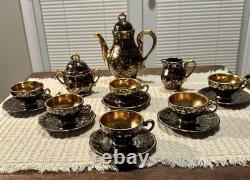 Ensemble de thé/café en porcelaine bavaroise Echt Kobalt bleu cobalt avec garniture en or 24 carats VTG