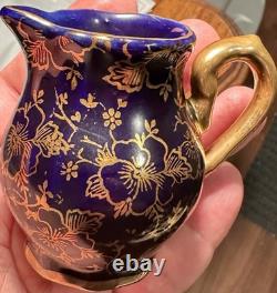 Ensemble de thé/café en porcelaine bavaroise Echt Kobalt bleu cobalt avec garniture en or 24 carats VTG