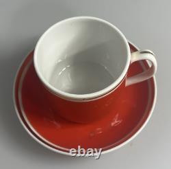 Ensemble de thé / café en porcelaine hongroise Hollohaza vintage pour 4 personnes orange-rouge