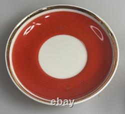 Ensemble de thé / café en porcelaine hongroise Hollohaza vintage pour 4 personnes orange-rouge