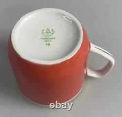 Ensemble de thé / café en porcelaine hongroise Hollohaza vintage pour 4 personnes orange-rouge