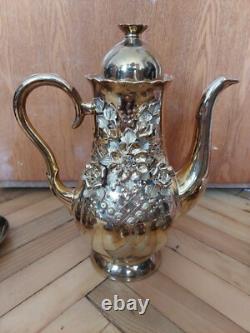 Ensemble de thé/café en porcelaine soviétique vintage Rose dorée URSS 13 pièces