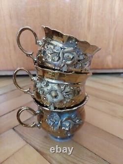 Ensemble de thé/café en porcelaine soviétique vintage Rose dorée URSS 13 pièces
