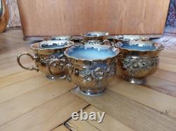 Ensemble de thé/café en porcelaine soviétique vintage Rose dorée URSS 13 pièces