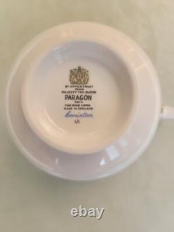 Ensemble de thé/café en porcelaine vintage Paragon Boniston, de couleur or, bleu et blanc.