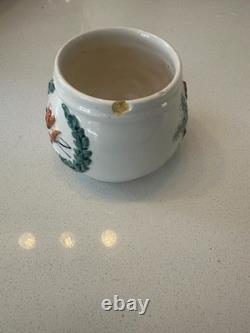 Ensemble de thé/café en poterie anglaise vintage en forme de tête de renard : théière, pichet, cruche et sucre.