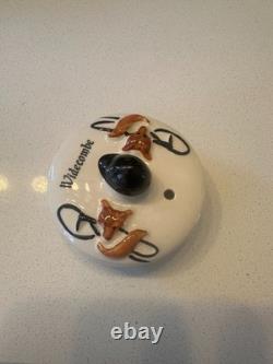 Ensemble de thé/café en poterie anglaise vintage en forme de tête de renard : théière, pichet, cruche et sucre.