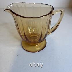 Ensemble de thé/café en verre de dépression ambre vintage pour 12/2 ensembles de tasses et soucoupes
