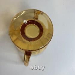 Ensemble de thé/café en verre de dépression ambre vintage pour 12/2 ensembles de tasses et soucoupes