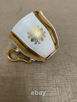 Ensemble de thé / café vintage M Z Tchécoslovaquie à rayures dorées de 15 pièces excellent état