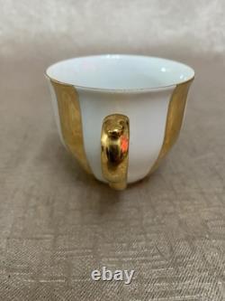 Ensemble de thé / café vintage M Z Tchécoslovaquie à rayures dorées de 15 pièces excellent état