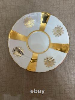 Ensemble de thé / café vintage M Z Tchécoslovaquie à rayures dorées de 15 pièces excellent état