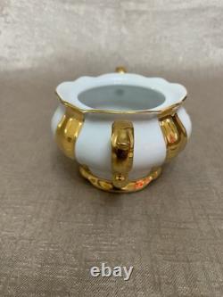 Ensemble de thé / café vintage M Z Tchécoslovaquie à rayures dorées de 15 pièces excellent état